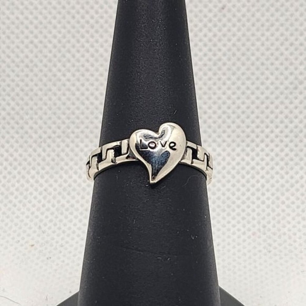 Silver S925 Adjustable Heart Ring With Love‎ Inscription (NWOT)